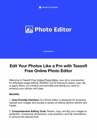 Edit Your Photos Like a Pro with Teasoft Free Online Photo Editor