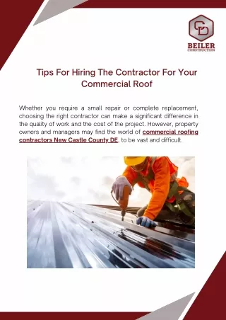 Tips For Hiring The Contractor For Your Commercial Roof