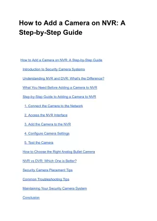 How to Add a Camera to NVR: A Step-by-Step Guide