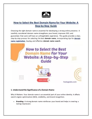 How to Select the Best Domain Name for Your Website