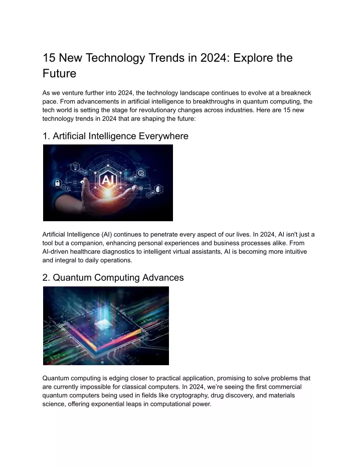 15 new technology trends in 2024 explore