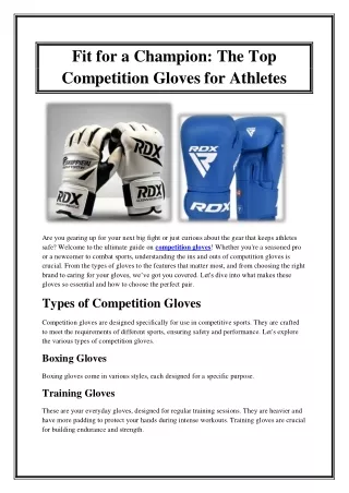 Fit for a Champion The Top Competition Gloves for Athletes