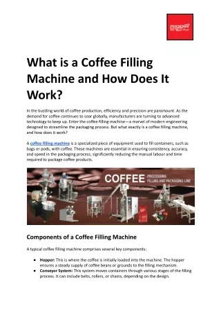 What is a Coffee Filling Machine and How Does It Work