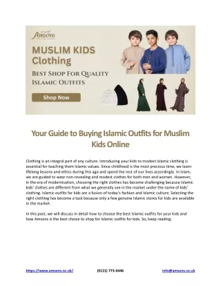 Guide to Buying Islamic Outfits for Muslim Kids Online
