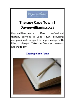 Therapy Cape Town  Daynewilliams.co.za