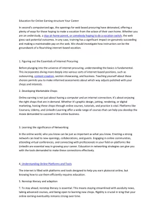 Education for Online Earning structure Your Career