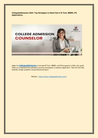 Discover the Best College Admission Opportunities for B Tech, MBBS, PG