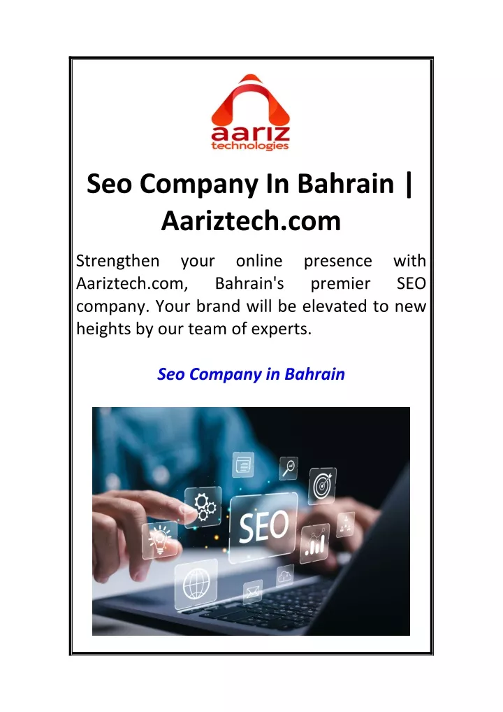 seo company in bahrain aariztech com