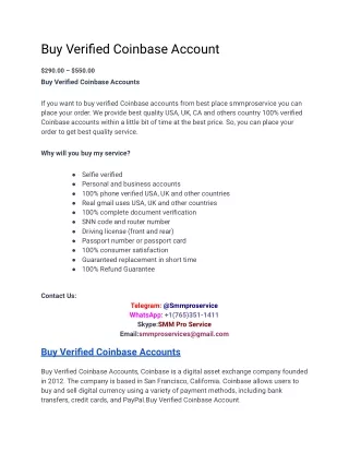 Buy Verified Coinbase Account