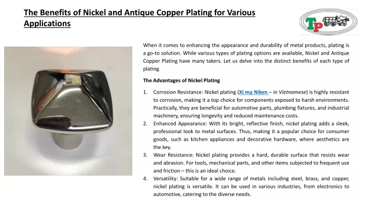 the benefits of nickel and antique copper plating