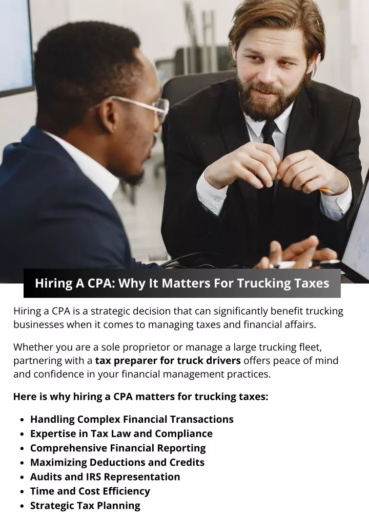 hiring a cpa why it matters for trucking taxes