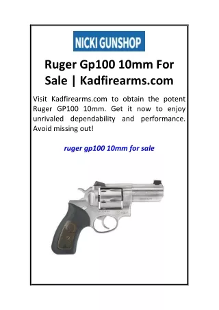 Ruger Gp100 10mm For Sale  Kadfirearms.com