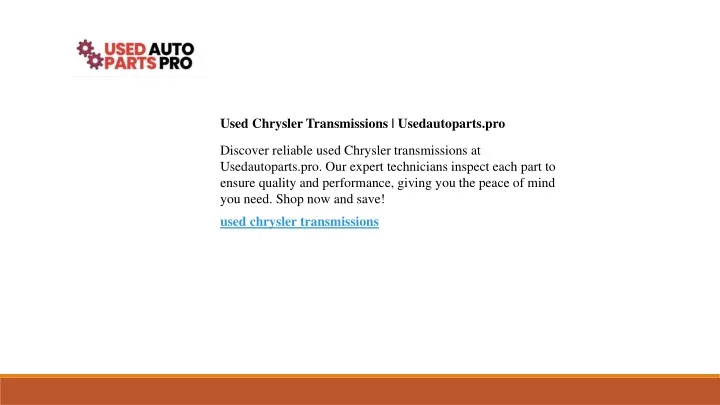 used chrysler transmissions usedautoparts pro