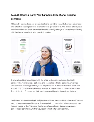 Rediscover the Joy of Hearing with SoundX Hearing Care