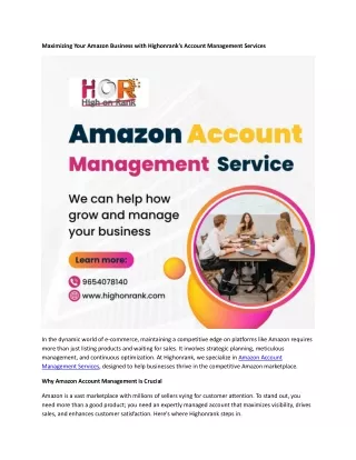 maximizing your amazon business with highonrank