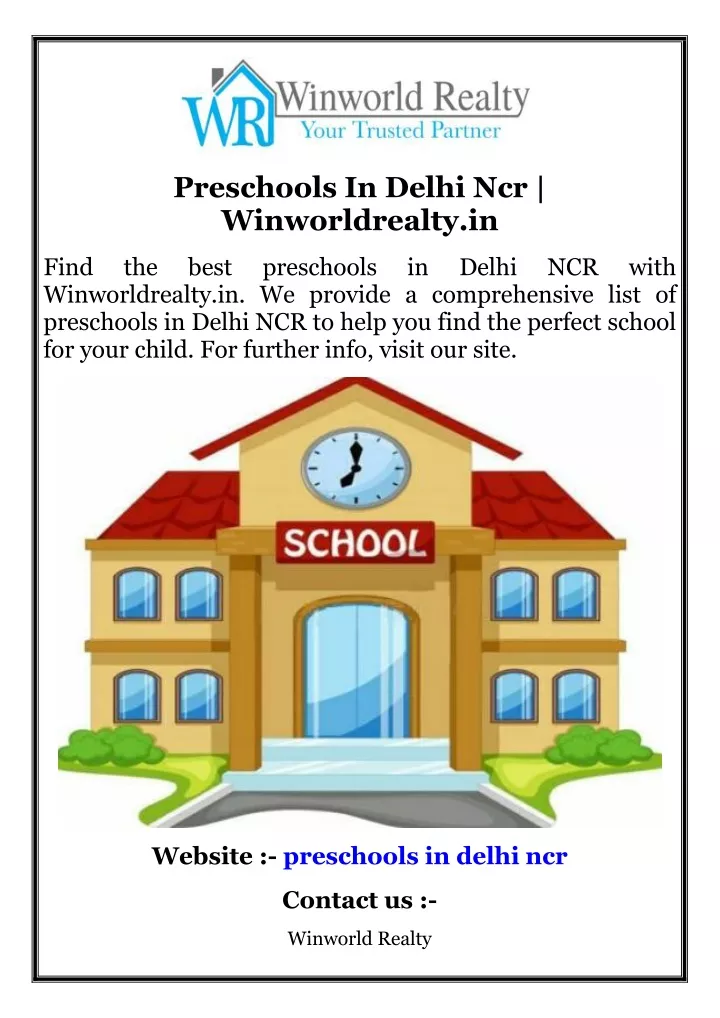 preschools in delhi ncr winworldrealty in