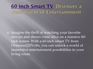 60 Inch Smart TV: Stunning Picture Quality and Sound