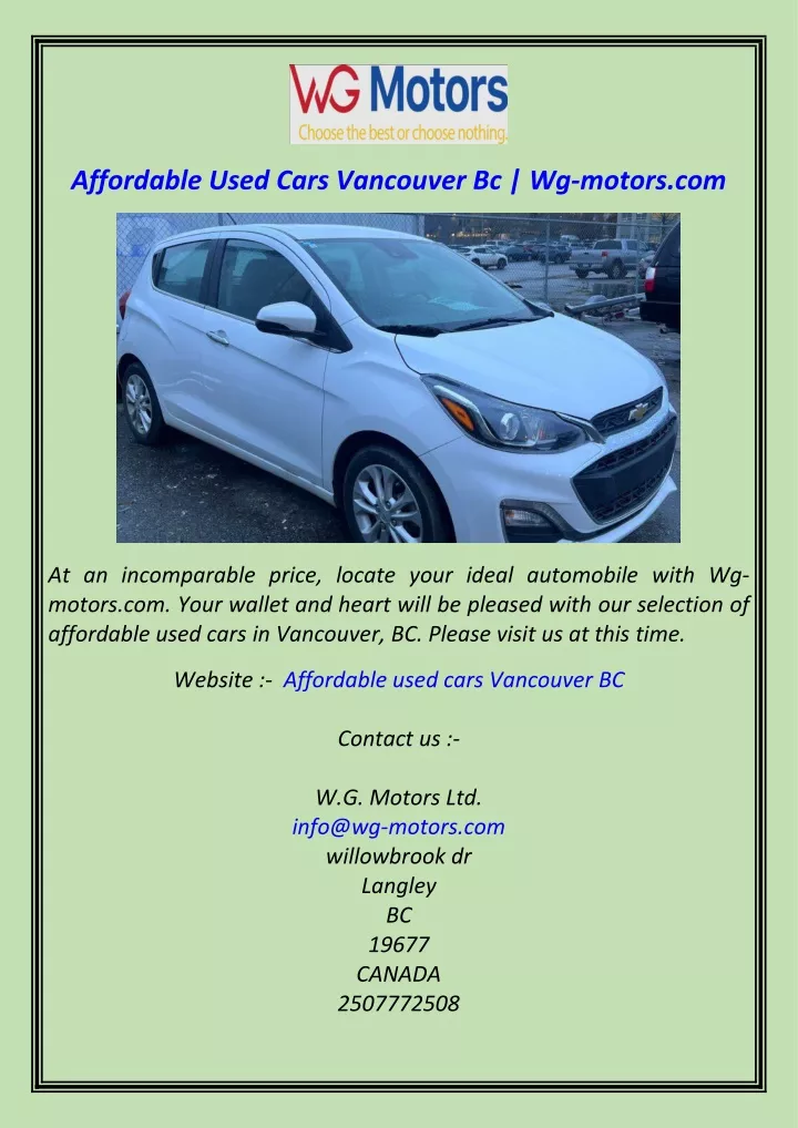 affordable used cars vancouver bc wg motors com