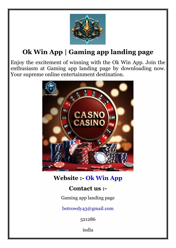 ok win app gaming app landing page