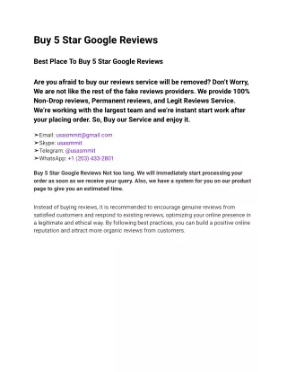 Buy 5 Star Google Reviews