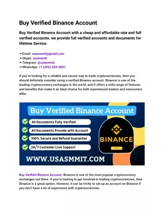 Buy Verified Binance Account