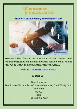Business Coach In India  Thamizharasu.com
