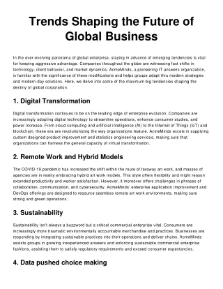 Trends Shaping the Future of Global Business
