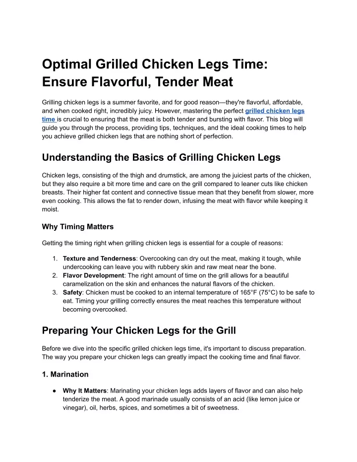 optimal grilled chicken legs time ensure