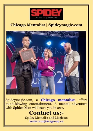 Chicago Mentalist  Spideymagic.com