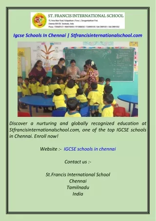 igcse schools in chennai