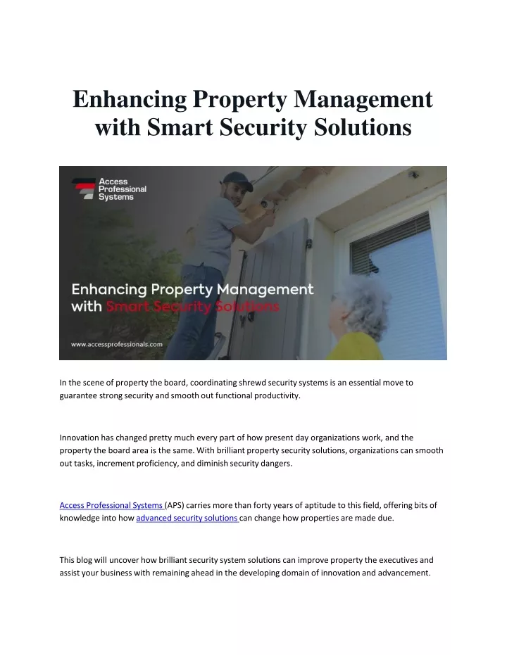 enhancing property management with smart security solutions