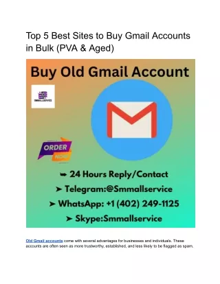Top 5 Best Sites to Buy Gmail Accounts in Bulk (PVA & Aged)