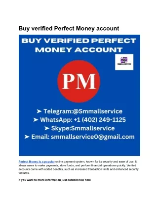 Buy verified Perfect Money account