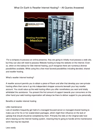what on earth is reseller internet hosting