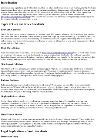 Checking Out the Various Sorts Of Cars And Truck Mishaps and Their Legal Effects