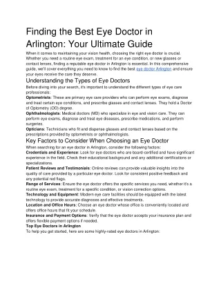 Finding the Best Eye Doctor in Arlington_ Your Ultimate Guide
