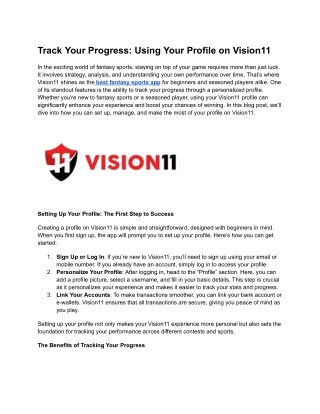 track your progress using your profile on vision11