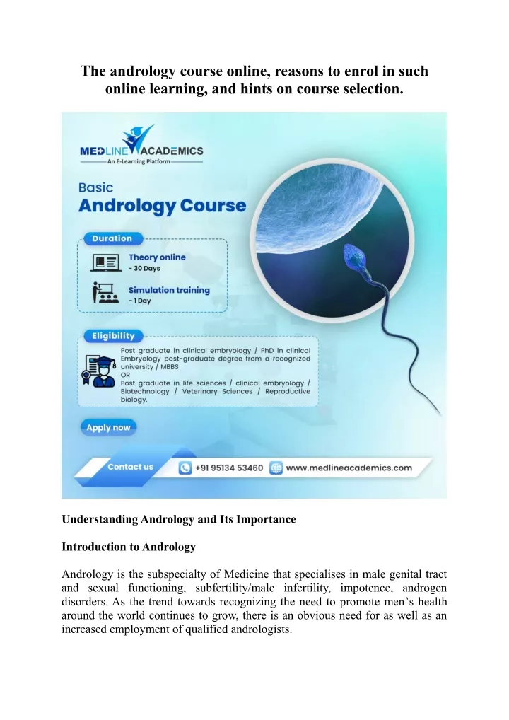 the andrology course online reasons to enrol