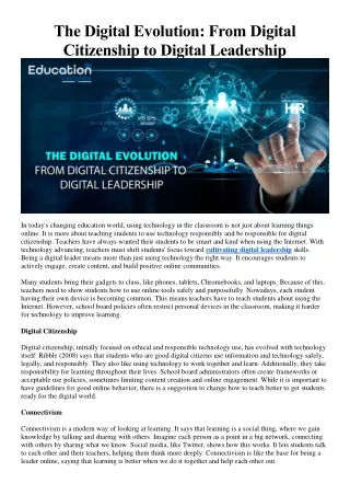 The Digital Evolution From Digital Citizenship to Digital Leadership
