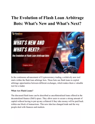 The Evolution of Flash Loan Arbitrage Bots_ What’s New and What’s Next_