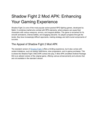 Shadow Fight 2 Mod APK_ Enhancing Your Gaming Experience (1)