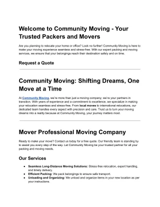welcome to community moving your trusted packers