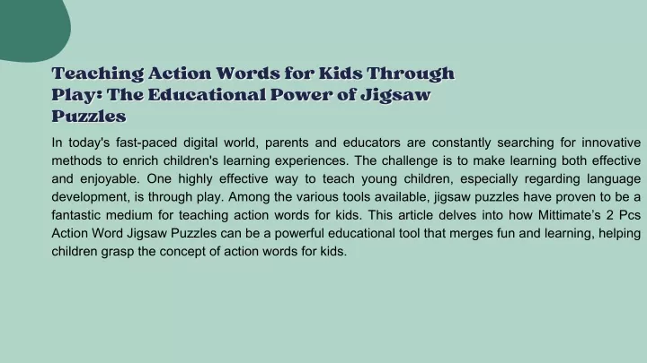 teaching action words for kids through teaching