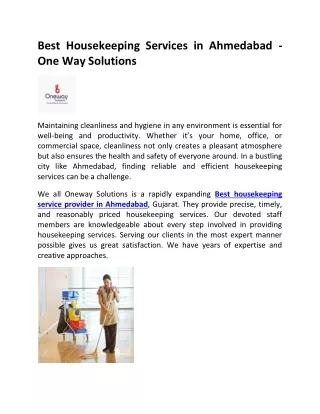 Best Housekeeping Services in Ahmedabad