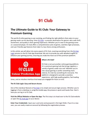 91 Club  : Colour Prediction for Download