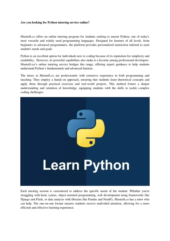 are you looking for python tutoring service online