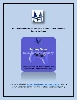 Top Rummy Development Company in Jaipur Transforming the Gaming Landscape