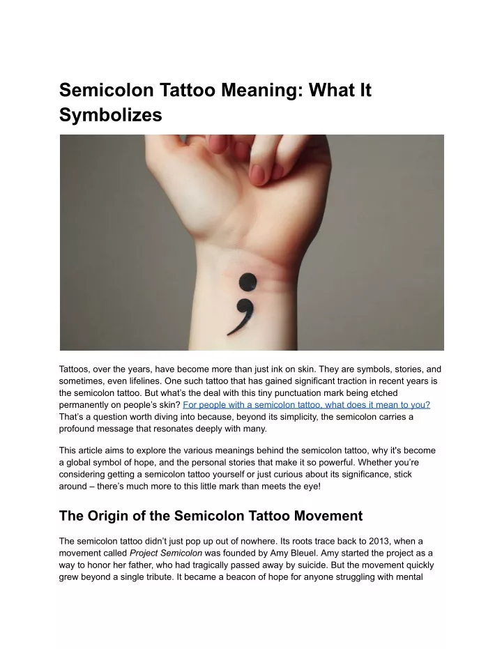 semicolon tattoo meaning what it symbolizes