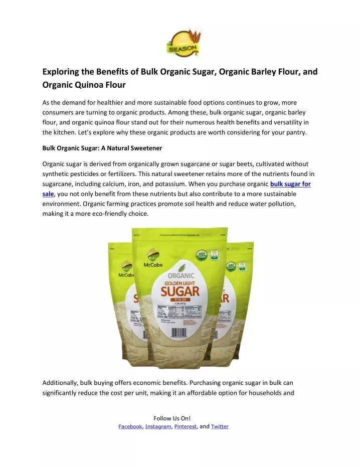 exploring the benefits of bulk organic sugar