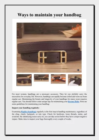 Ways to maintain your handbag